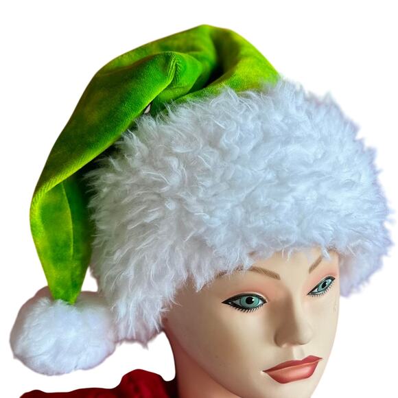 Handcrafted Tie Dye Santa Hat Grinch Green Christmas Holiday Hippie Brand New